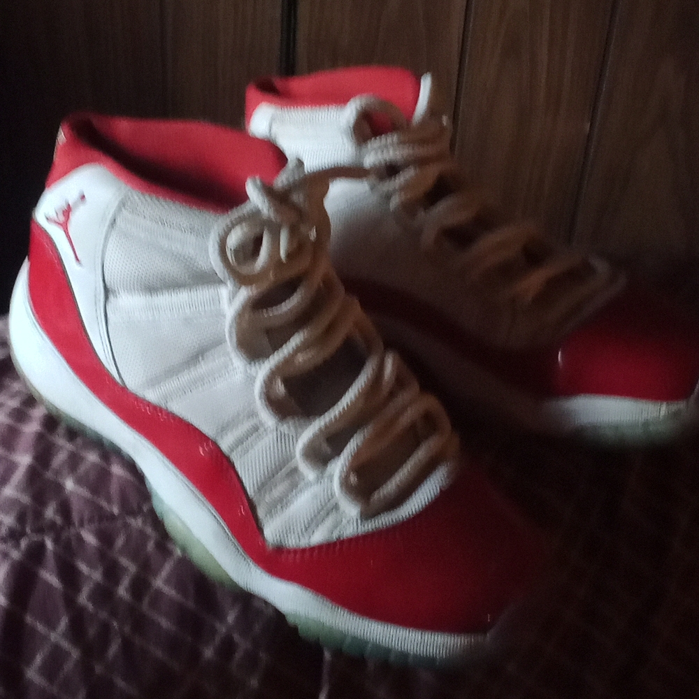 Nike Red and White High-Top Sneakers